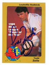 Todd Zeile autographed baseball card Cardinals 1989 Louisville Redbirds #2 67