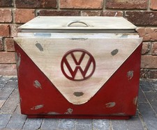 VW Camper Van Drinks Cooler Ice Box - Vintage Retro Style Metal - Red