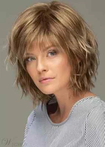 Messy Look Women's Shoulder Length Style Features Choppy Layers Wavy Wigs - Picture 1 of 5