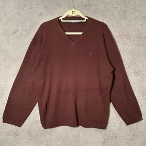 Billabong USA V-Neck Tight Knit Embroidered Logo Sweater Men's L Red Pullover - Picture 1 of 5