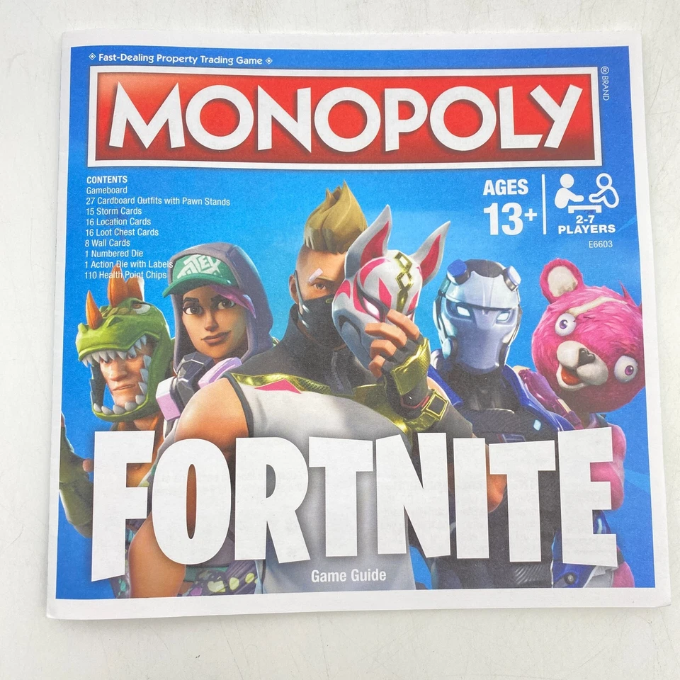 Monopoly Fortnite Instrucciones Guía del Juego Reglas 2018 Piezas de Repuesto Piezas Foto 1 de 1