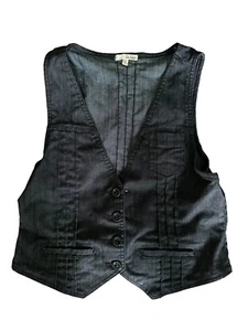 VIntage Be Bop Jean Denim Vest Womens Size Large Black - Picture 1 of 14