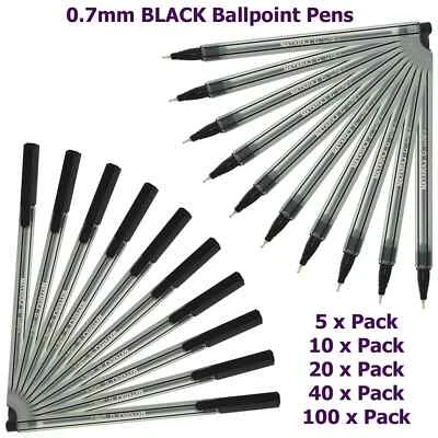 NATARAJ Black Ink Pens - Smooth Writing Handwriting Office Biro Ballpoint Techno - 0.7mm