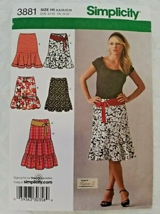 Simplicity 3881 flounce SKIRT w/BELT 6-14 waist 23-28 pattern Uncut FF 2007  - Picture 1 of 11