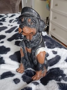 1995 Collectors Rottweiler Biker Dog Statue 9"