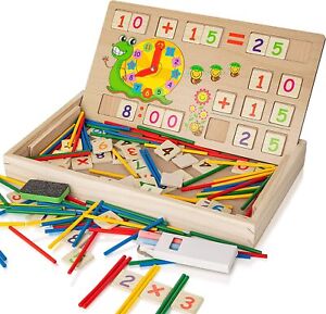 Educational Wooden Toy, Kids Number Time Counting Drawing Learning Toy Ages 3+