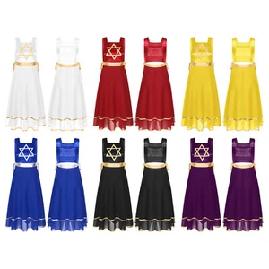 Womens Dress Liturgical Dancewear Tunic Dance Vest Lyrical Lace-up Costume - Picture 1 of 58