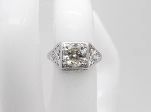 Antique 1920s $20,000 2ct Old Cut SI J Natural Diamond Platinum Filigree Ring - Picture 1 of 7