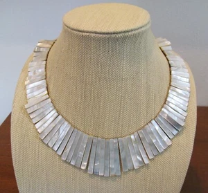 White Mother-of-Pearl & Abalone Reversible Adjustable Length Collar Necklace 19" - Picture 1 of 12