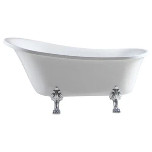 Fienza Clawfoot 1500 Bath Tub Chrome Feet Acrylic Bathtub White FR2550-1500C - Picture 1 of 3