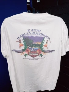 Harley Davidson Shirt Mens XL White Kauai Hawaii Motorcycles Biker Crew Neck Tee - Picture 1 of 5
