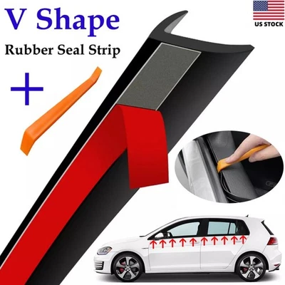 Tira de sello de moldura de borde en forma de V ventana lateral puerta coche resistente a la intemperie negra Foto 1 de 4