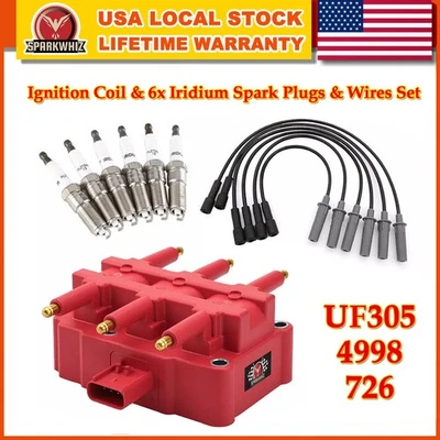 UF305 Ignition Coil & 6X Spark Plugs & Wires For 2007-2011 Jeep Wrangler V6 3.8L Foto 1 de 4