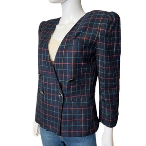 Blazer Estructurado Doble Pecho Azul Marino Preppy Años 80 De Colección, 3/4 S - Imagen 1 de 7