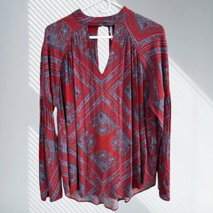 free people walking on a dream long sleeve tunic top women's size m red - Picture 1 of 6