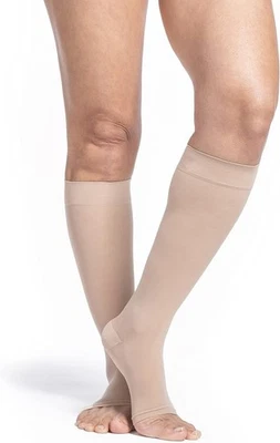 SIGVARIS Style Sheer/Eversheer Open Toe Knee-Highs 20-30  Natural Beige SS Small - Image 1 of 3