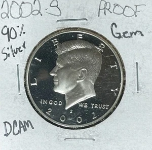 2002-S KENNEDY SILVER HALF DOLLAR~ GEM DEEP CAMEO PROOF 90% SILVER - Picture 1 of 2