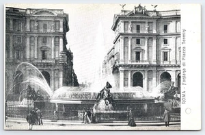 Vintage Postcard Rome Italy – Fountain Piazza Termini Alterocca - Picture 1 of 2