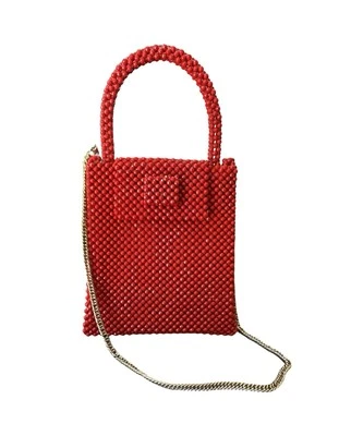 Handcrafted Wanpa Bead Red Purse With Chain African Handbag - Image 1 of 4