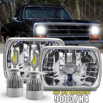 Par de faros LED 5x7" 7x6" haz alto/bajo para Dodge D150 D250 D350 Ram 50 H4 Foto 1 de 4