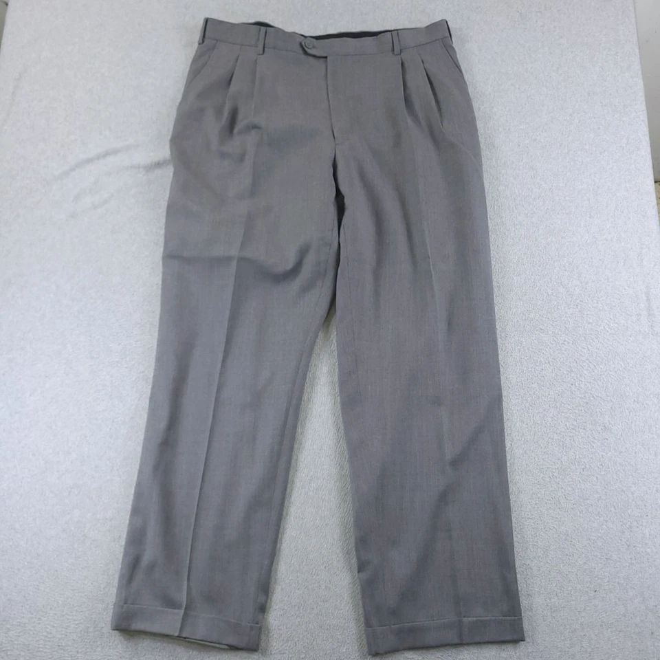 Kirkland Signature Pants Mens 38x32 Gray 100 Wool Made in Italy Dress Trousers - Image 1 of 4