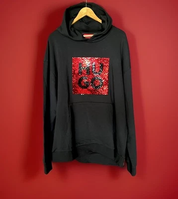 Moletom com capuz HUGO BOSS Deseqino masculino algodão preto tamanho GG novo com etiquetas - Imagem 1 de 4