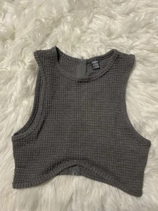 SHEIN graues Crop Top Strukturstoff Größe S - Bild 1 von 7