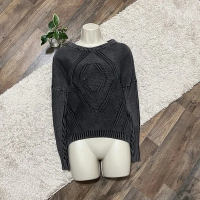 Свитер с пряжкой позолоченный Intent размер XS негабаритный состаренный выстиранный серый с круглым вырезом - Изображение 1 из 4