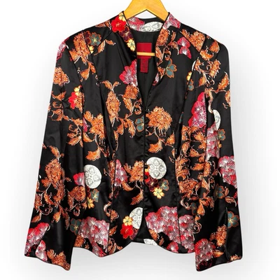 JS Collections Elegante Chaqueta Asiática Estampado Floral Seda Mujer 14W Cóctel Fiesta Foto 1 de 4