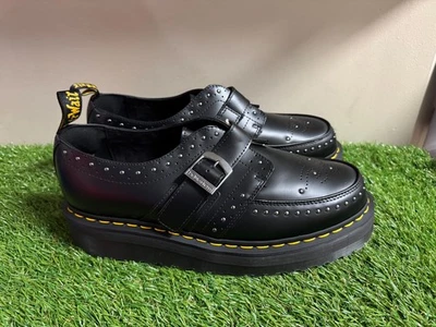 Dr Martens Ramsey Quad Stud Platform Creepers Men's 12 Black Leather Monk Strap - Image 1 of 4