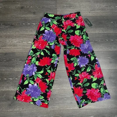 Lauren Ralph Lauren Wide Leg Floral Elastic Pants NWT Petite Medium Whimsigoth - Image 1 of 4