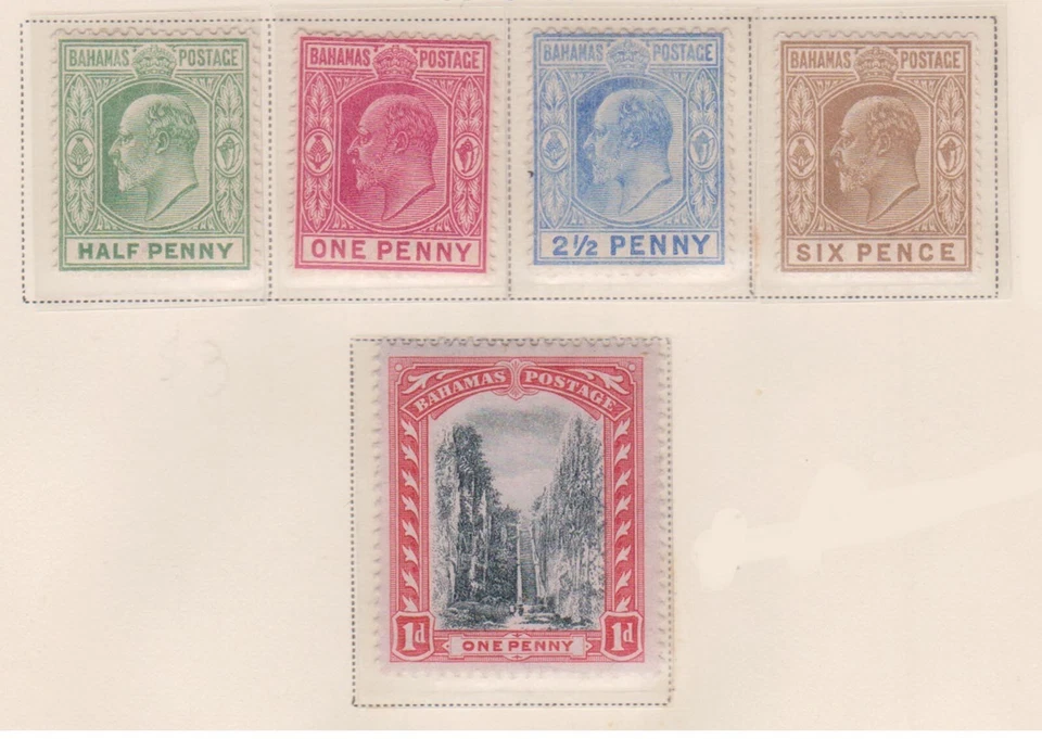(F193-51) 1906-11 Bahamas 4stamps Edward VII &Queens Staircase 1/2d to6d MH (AZ) - Изображение 1 из 1