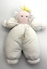 Vintage Doll Handmade White Cloth Blonde Blue Eyes with Embroidered Security