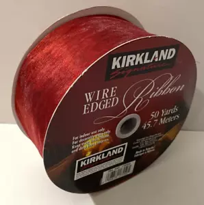 NEW Wire Edged Ribbon Red Shimmer 50 Yards Kirkland Signature 2.5" Wide No Seams - Picture 1 of 8