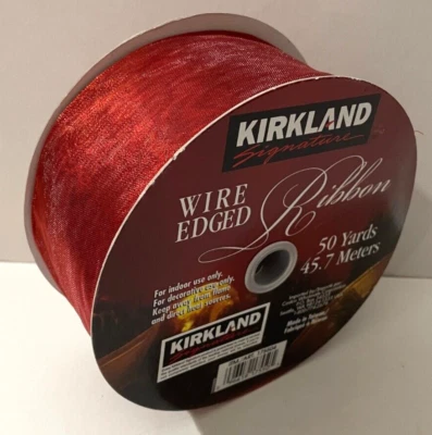 NEW Red Shimmer Ribbon 50 Yards Wire Edged Kirkland Signature 2.5" Wide No Seams - Image 1 of 4