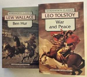 Ben Hur Lew Wallace ‘96 & War and Peace Leo Tolstoy ‘93 Wordsworth Classics New! - Picture 1 of 24