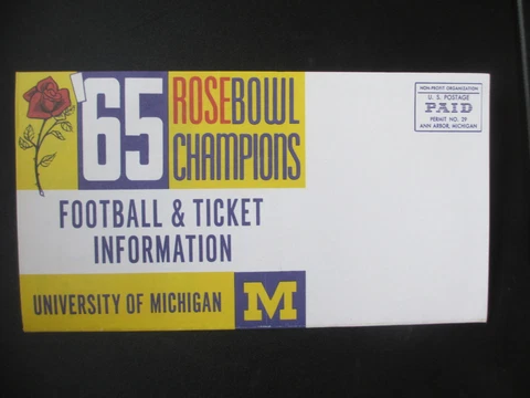 1965 UNIVERSITY OF MICHIGAN SCHEDULE & TICKET INFO GUIDE Official Reproduction Cover