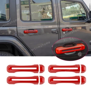 Red Door Handle Cover Trim For Jeep Wrangler JL 4-Door 2018-19 JT Gladiator 2020 - Bild 1 von 9