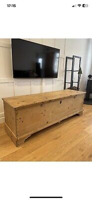 Extra Large Huge Antique Pine Trunk-Tack Box-Coffer-Chest-Blanket-Storage -table • 350£