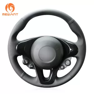 Envoltura de volante de cuero PU MEWANT HAZLO TÚ MISMO para Smart New Fortwo Forfour 2015-2017 - Imagen 1 de 8