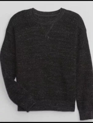 Gap Boys Waffle-Knit Crewneck Sweater Size XXL 14/16 Dark Grey NWT - Image 1 of 3