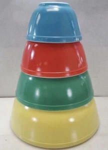 Set of 4 Vintage Pyrex Primary Colors Round Nesting Bowls 401 402 403 404 USA - Picture 1 of 4