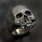 Punk Skull Skeletons Silver Plated Hip Hop Biker Rings for Men Halloween Jewelry