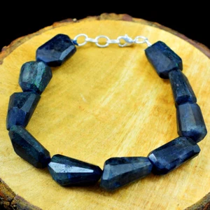 Faceted 195.00 Cts Natural 8" Long Blue Iolite Beads Bracelet NK 61E110 (DG) - Picture 1 of 2