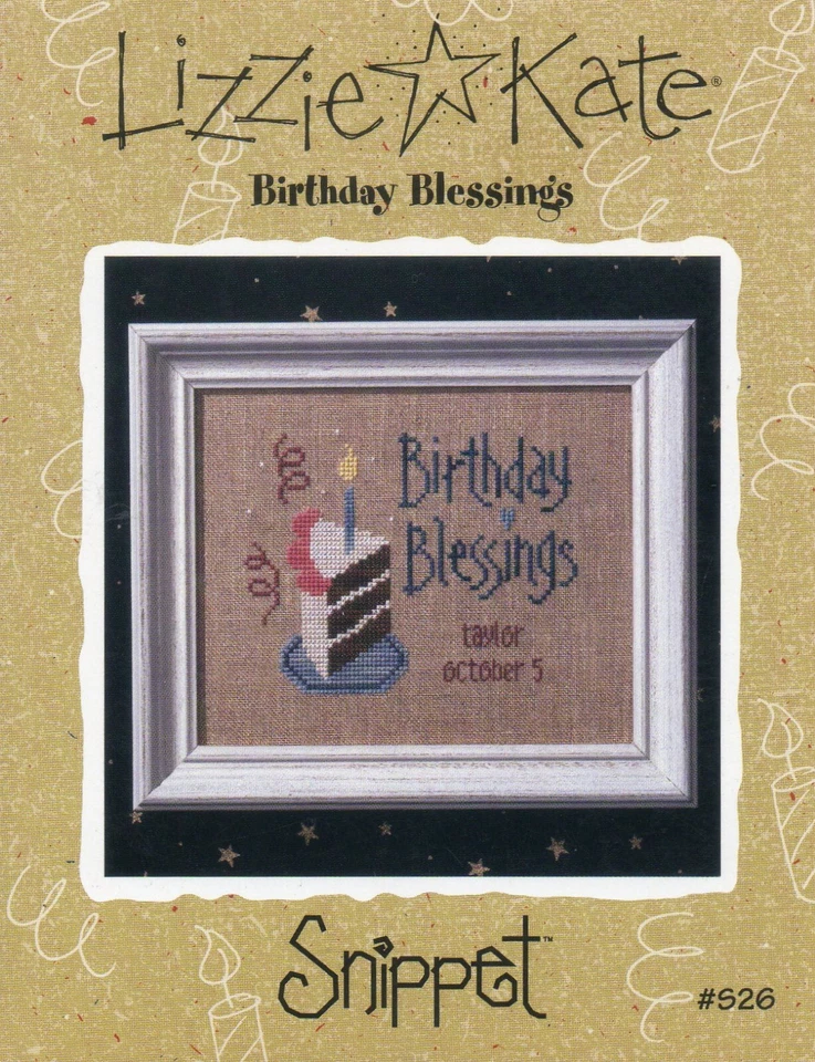 LIZZIE KATE SNIPPET "BIRTHDAY BLESSINGS" CROSS STITCH CHART #S26 (2000) - BN - Image 1 of 1