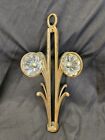 Antique Victorian Brass Lamp Chandelier Top With Glass Rosettes