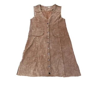 POL Vest Dress Top Button Up Corduroy Brown Women Size Small *Missing Button* - Picture 1 of 10