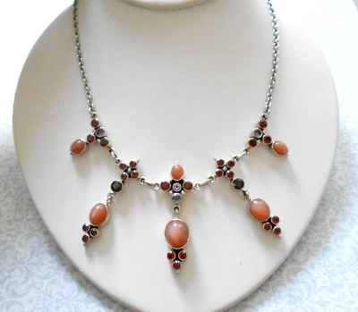 Sterling Silver Nicky Butler Peach Moonstone Garnet Amethyst Necklace  M7512R1 - Image 1 of 4