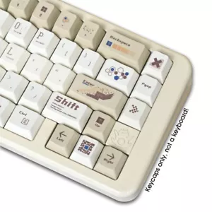 Retro Khaki White PBT Keycaps Set Dyesub for Cherry MX Mechanical Keyboards - Picture 1 of 6