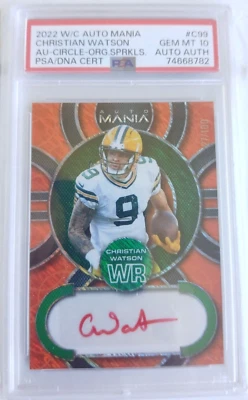 2022 Wild Card Christian Watson AutoMania /100 PSA 10 authenticated auto #AM-C99 - Image 1 of 2